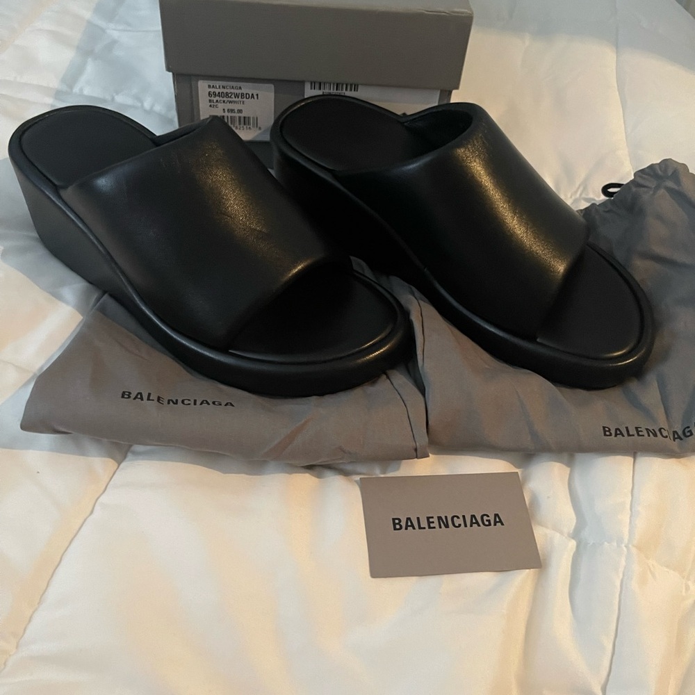 Balenciaga Leather Rise Wedge Sandals - NIB